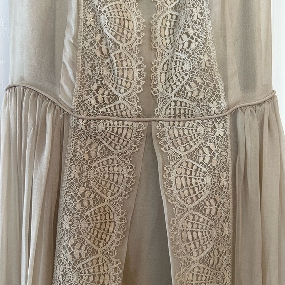 VTG Tulle and Lace Beige Midi Dress With Slip Size 4 - Picture 12 of 13